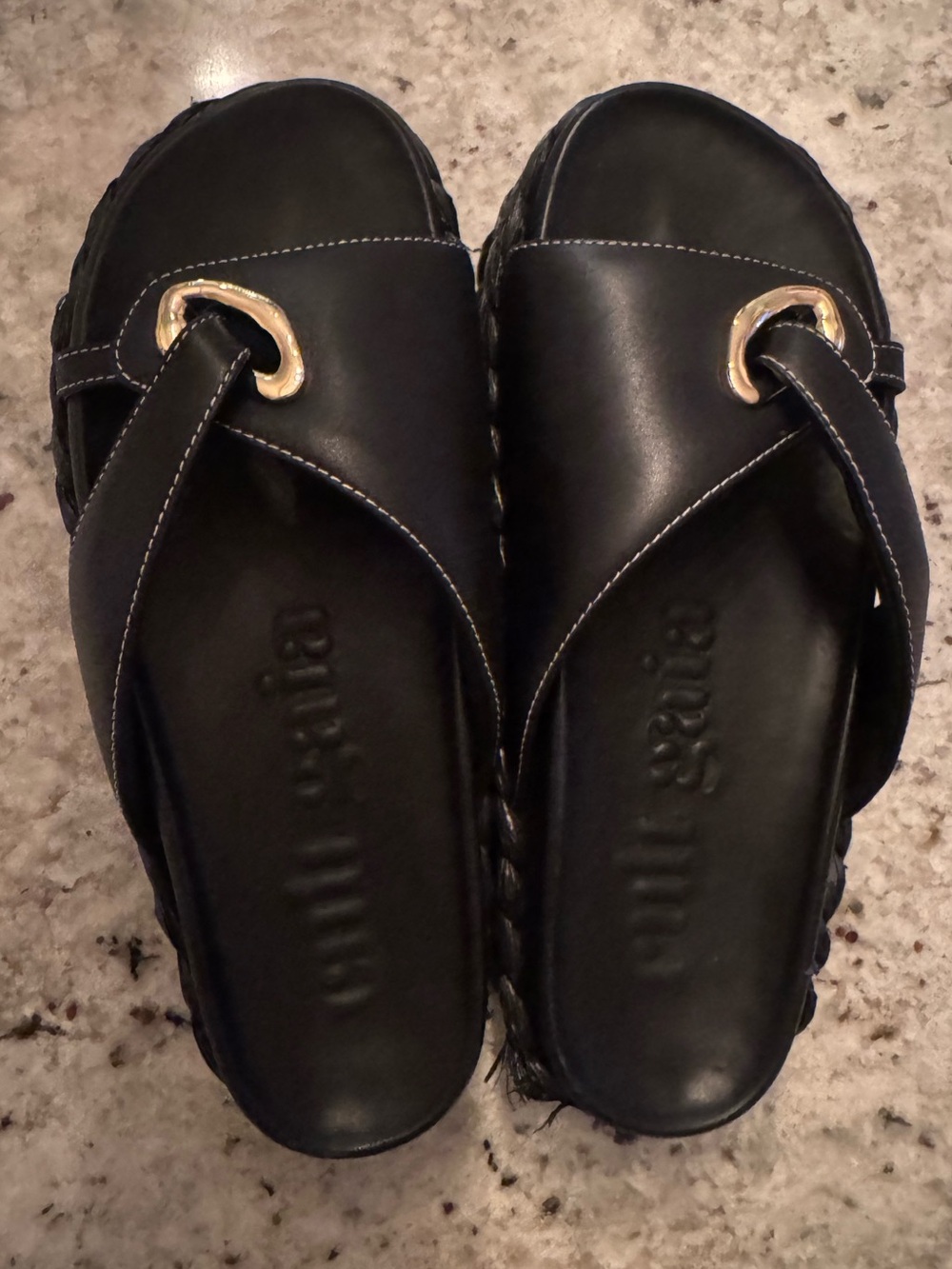 Cult Gaia Black Platform Raffia Sandals – Size 37